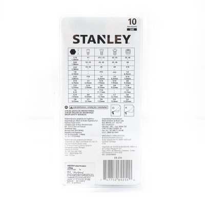 ชุดประแจหกเหลี่ยมก้านสั้น 10 ชิ้น STANLEY รุ่น 69-254-22