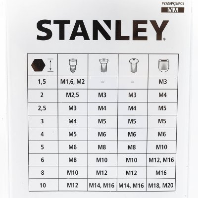 ชุดประแจหกเหลี่ยมหัวบอล 9 ชิ้น 1.5-10มม. STANLEY รุ่น 69-256
