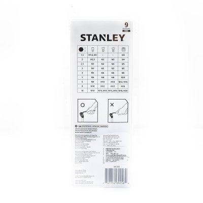 ชุดประแจหกเหลี่ยมหัวบอล 9 ชิ้น 1.5-10มม. STANLEY รุ่น 69-256
