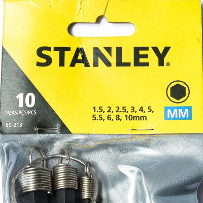 ชุดประแจหกเหลี่ยมแบบเข้าห่วง 10 ชิ้น STANLEY รุ่น 69-213 (1.5-10มม.)