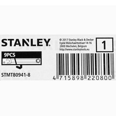ชุดประแจแหวนข้างฯ STANLEY 9ชิ้น 8-17มม ซองผ้า รุ่น CWB