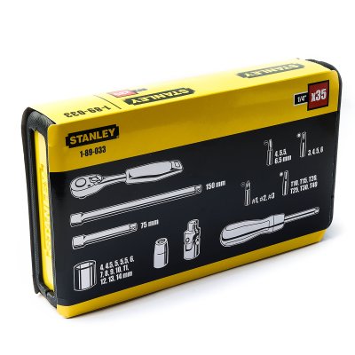 ชุดลูกบ็อก 6 เหลี่ยม STANLEY 1/4 นิ้ว 35 ชิ้น (4-14 มม.) รุ่น 89-033