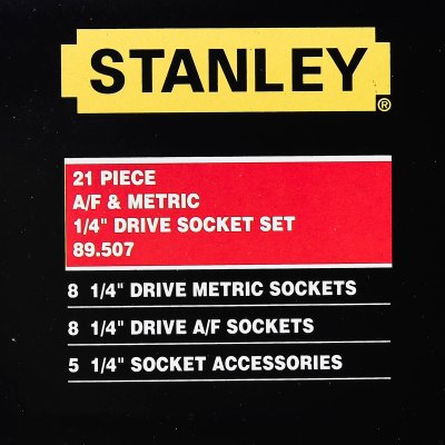 ชุดลูกบ็อก STANLEY 21 ชิ้น ขนาด 1/4 นิ้ว รุ่น 89-507