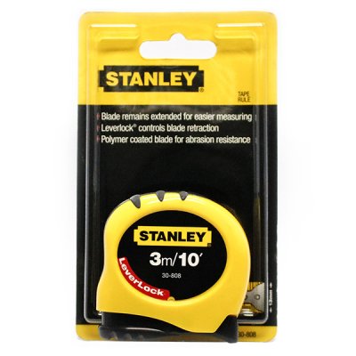 ตลับเมตร Stanley LEVER LOCK (3M.x13MM. #30-808/5M.x19MM. #30-815/8M.x25MM. #30-824)