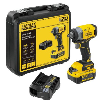 บล็อกกระแทกไร้สายไร้แปรงถ่าน Stanley 1/2 นิ้ว 20V Max แบตเตอรี่ 4.0Ah รุ่น SBW910M1K-B1