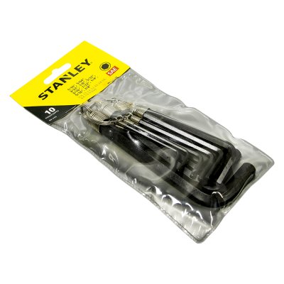 ประแจหกเหลี่ยม Stanley 10 ตัว/ชุด (หุน) ชนิดห่อ รุ่น 69-230
