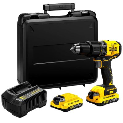 สว่านกระแทกไร้สาย ไร้แปรงถ่าน Stanley 20V แบตเตอรี่ 2.0Ah พร้อมชุดดอกสว่าน 100 ชิ้น รุ่น SBD715D2KA-B1