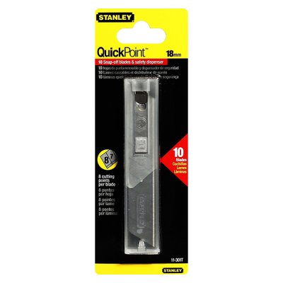 ใบมีดคัตเตอร์ใหญ่ Stanley 18 มม. #11-301-0 (10 ใบ/แผง)