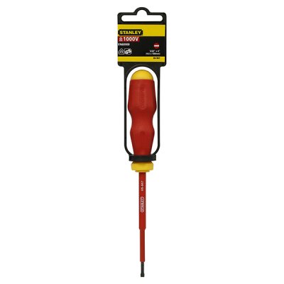 ไขควงหุ้มฉนวนกันไฟฟ้า ปากแบน #65-967 Stanley 4.0 100 MM.