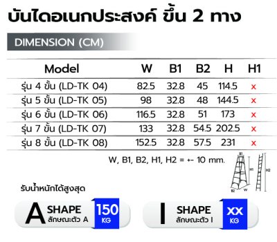 บันไดอเนกประสงค์ 2 ทางสีน้ำเงิน รุ่น LD-TK