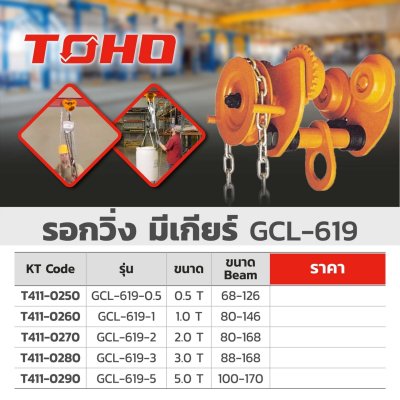รอกวิ่งมีเกียร์ TOHO รุ่น GCL-619 (0.5-5 ตัน)