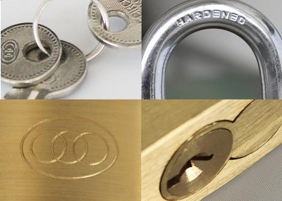 TRI CIRCLE กุญแจทองเหลืองระบบสปริง ตราสามห่วง (คอยาว)