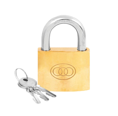 TRI CIRCLE กุญแจทองเหลืองระบบสปริง ตราสามห่วง (คอสั้น)