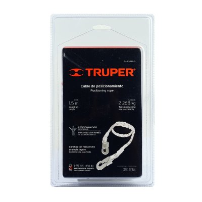 เชือกนิรภัยสีขาว 1 ตะขอ ยาว 5 ฟุต TRUPER รุ่น 14435