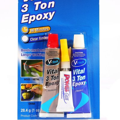 กาวอีพ็อกซี่ 2 หลอด สีใส สูตรใหม่ แถมกาวตราช้าง V TECH รุ่น VT-143BP