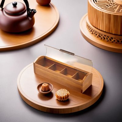 4-COMPARTMENT TEA STORAGE BOX WITH ACRYLIC WINDOW