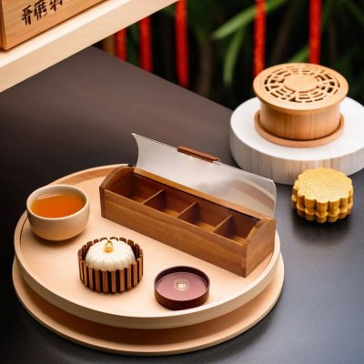 4-COMPARTMENT TEA STORAGE BOX WITH ACRYLIC WINDOW