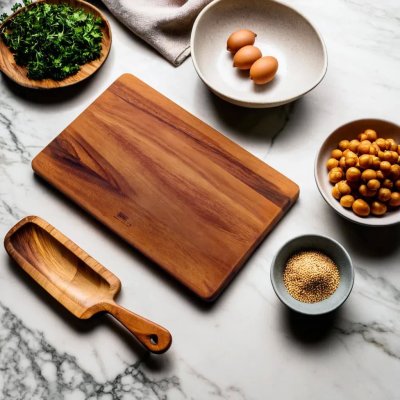 LARGE CUTTING BOARD WITH CARVED SIDE HANDLES