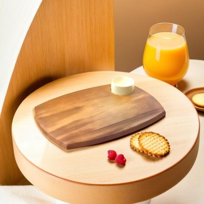 SERVING BOARD WITH CERAMIC DIPPING BOWL