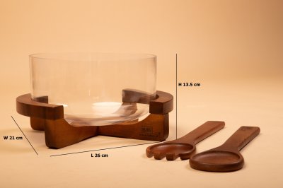 ROUND GLASS SALAD BOWL SET