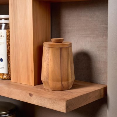 DIAMOND-SHAPED WOODEN CANISTER WITH KNOB LID