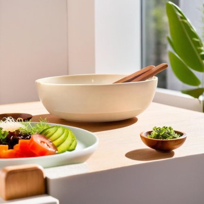 CERAMIC SALAD SERVING SET