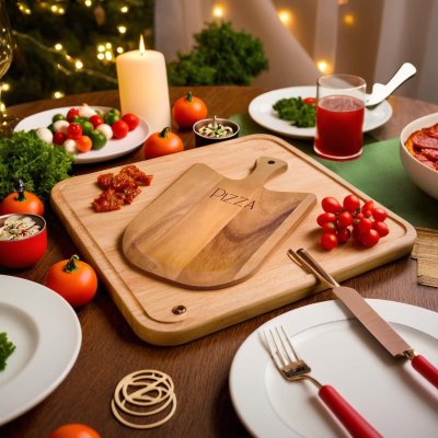 SHOVEL-SHAPED PIZZA SERVING BOARD