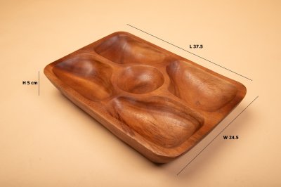 SOLID ONE PIECE 5-COMPARTMENT APPETIZER BOWL