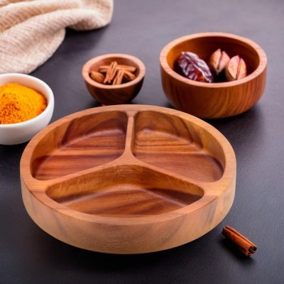 SOLID ONE PIECE 3-COMPARTMENT APPETIZER BOWL