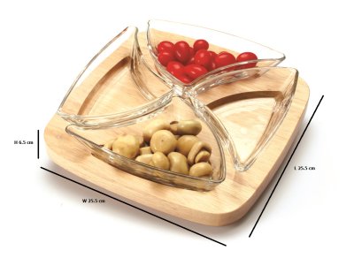 4-PIECE AXEL GLASS APPETIZER TRAY