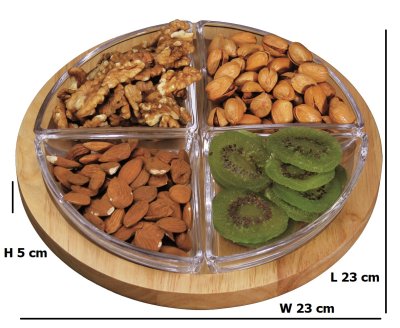 4-PIECE PIE SHAPED GLASS APPETIZER TRAY