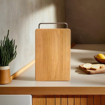 15'' CUTTING BOARD WITH LONG CHROME HANDLE