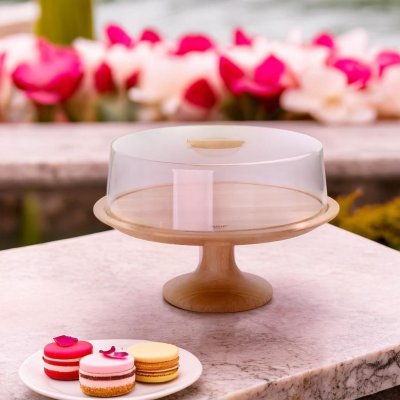 CAKE SERVING BOARD WITH CLASSIC STAND AND PLASTIC DOME
