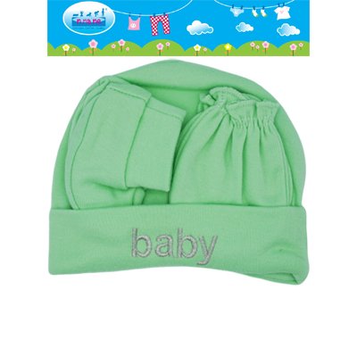 Cap, mitten booties set