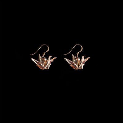 Origami Crane Earrings Silver 99.9 ROSE GOLD 18k Gold Plated Silver