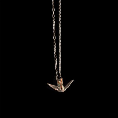 Origami Crane Necklace Silver 99.9 ROSE GOLD 18k Gold Plated Silver