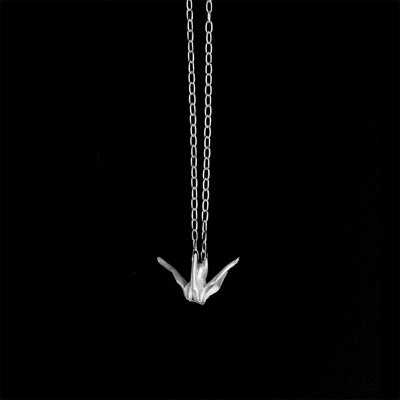 Origami Crane Necklace Silver 99.9 Pure Silver