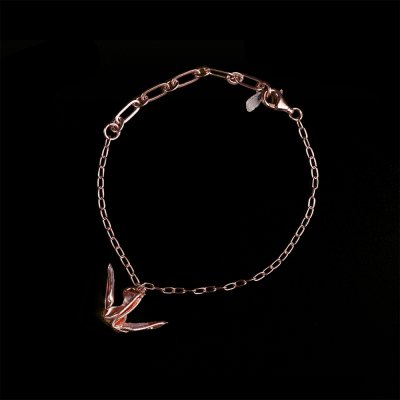 สร้อยข้อมือนกโอริกามิ เงินแท้ 99.9 ชุบทอง 18k สี Rose Gold