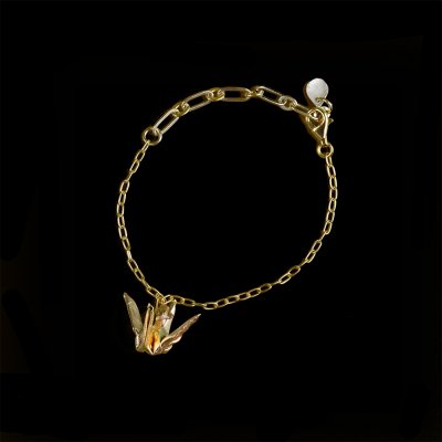 Origami Crane Bracelet Silver 99.9 RICH GOLD 18k Gold Plated Silver