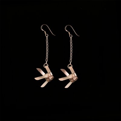 Ta-Pian Fish Dangle Earrings size M Silver 99.9 ROSE GOLD 18k Gold Plated Silver