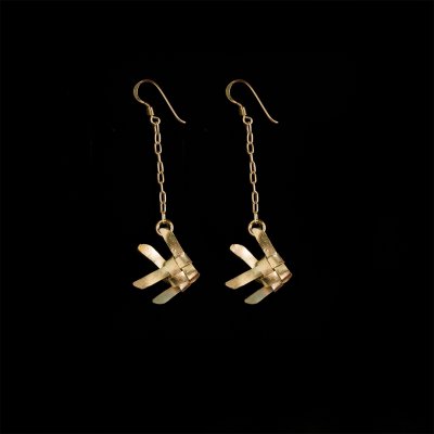 Ta-Pian Fish Dangle Earrings size S Silver 99.9 RICH GOLD 18k Gold Plated Silver