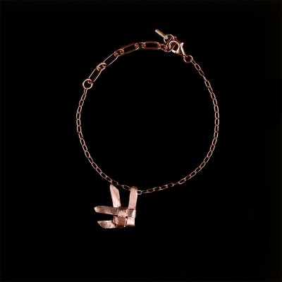 สร้อยข้อมือปลาตะเพียนสาน เงินแท้ 99.9 ขนาด M ชุบทอง 18k สี Rose Gold