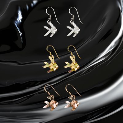 Ta-Pian Fish Earrings size S Silver 99.9 ROSE GOLD 18k Gold Plated Silver