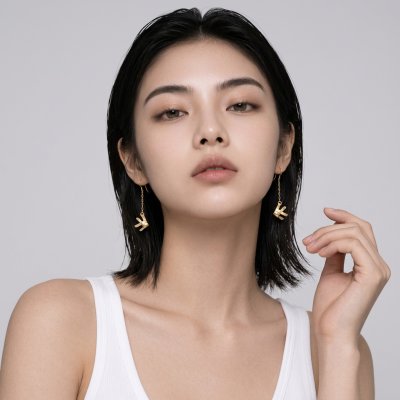 ต่างหูห้อยยาวรูปปลาตะเพียนชุบทองแท้สี Rich Gold ไซส์ S งาน Handcraft แบรนด์ Shannta ตัวเรือนเงินแท้บริสุทธิ์ 99.99% ดีไซน์หรูหราคลาสสิกสำหรับผิวแพ้ง่าย