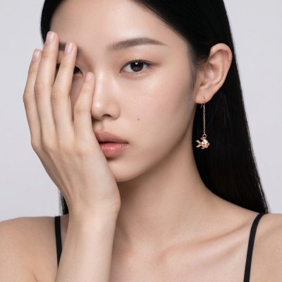 ต่างหูห้อยยาวรูปปลาตะเพียนเงินแท้บริสุทธิ์ 99.99% ชุบทองแท้สี Rose Gold ไซส์ S งาน Handcraft พรีเมียมจากแบรนด์ Shannta เครื่องประดับหรูหราคลาสสิกสำหรับผิวแพ้ง่าย