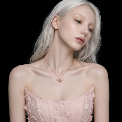 สร้อยคอนกโอริกามิเงินแท้บริสุทธิ์ 99.99% ชุบทองสี Rose Gold งาน Handcraft พรีเมียมจากแบรนด์ Shannta เครื่องประดับหรูหราคลาสสิกสำหรับผิวแพ้ง่าย