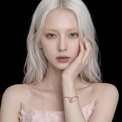 สร้อยข้อมือนกโอริกามิ เงินแท้ 99.9 ชุบทอง 18k สี Rose Gold