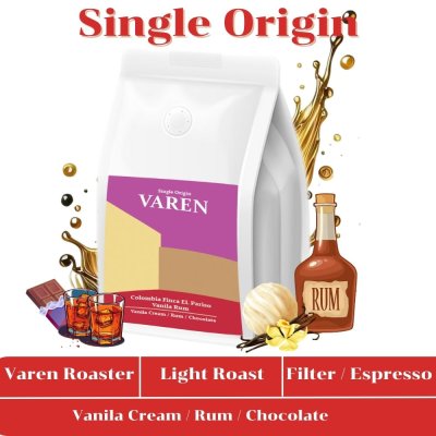 VAREN เมล็ดกาแฟคั่วอ่อน Colombia Finca EL Pariso Vanila Rum (100g.)