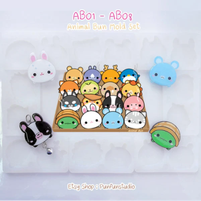 AB01-AB08 Animal Bun Mold / Animal Bun Mold / Silicone Mold