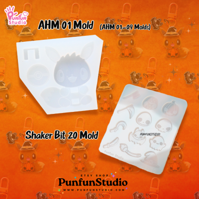 AHM 01-09 Mold Set / 9 pieces free 1 Expansion Parts Mold A / Anime hanger for mobile case / Pokemold / Silicone Mold